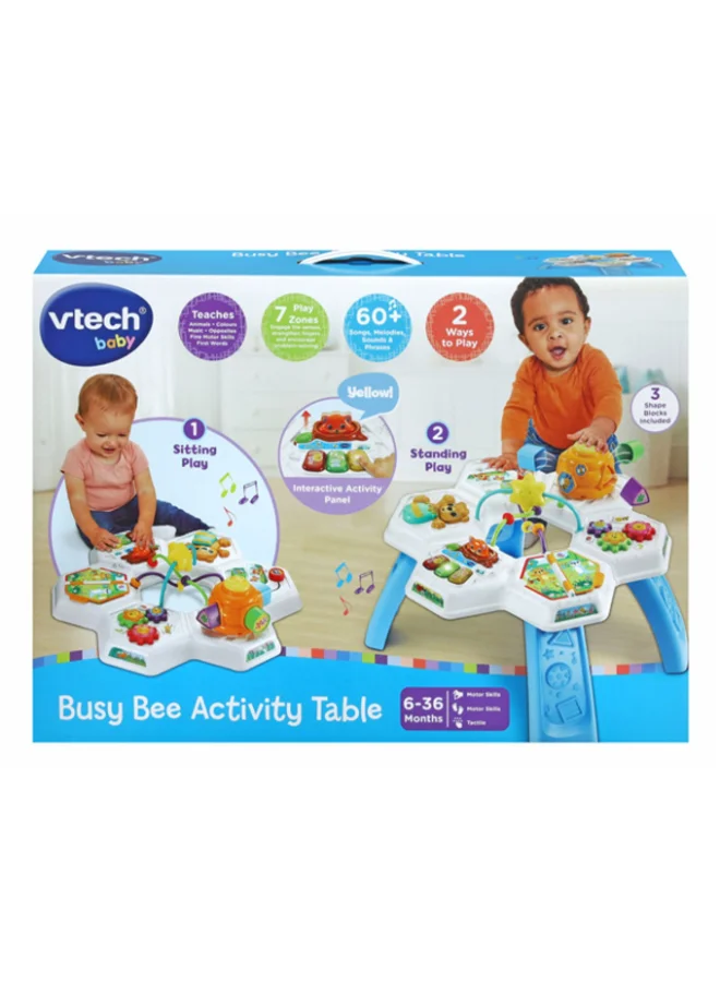 Busy Bee 2-in-1 Educational Activity Table with Music and Shape Sorter for Toddlers (Multicolor, 40 cm x 40 cm) boz4z