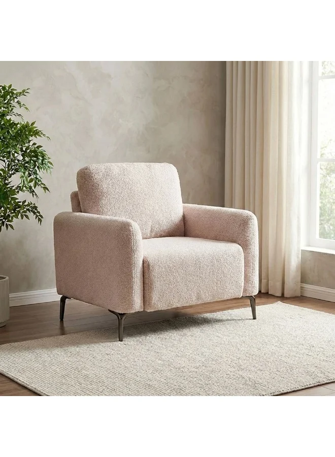Younes 1 Seater Fabric Armchair Modern Accent Chair for Living Room (Beige, 89x87x84cm) 8f8wg