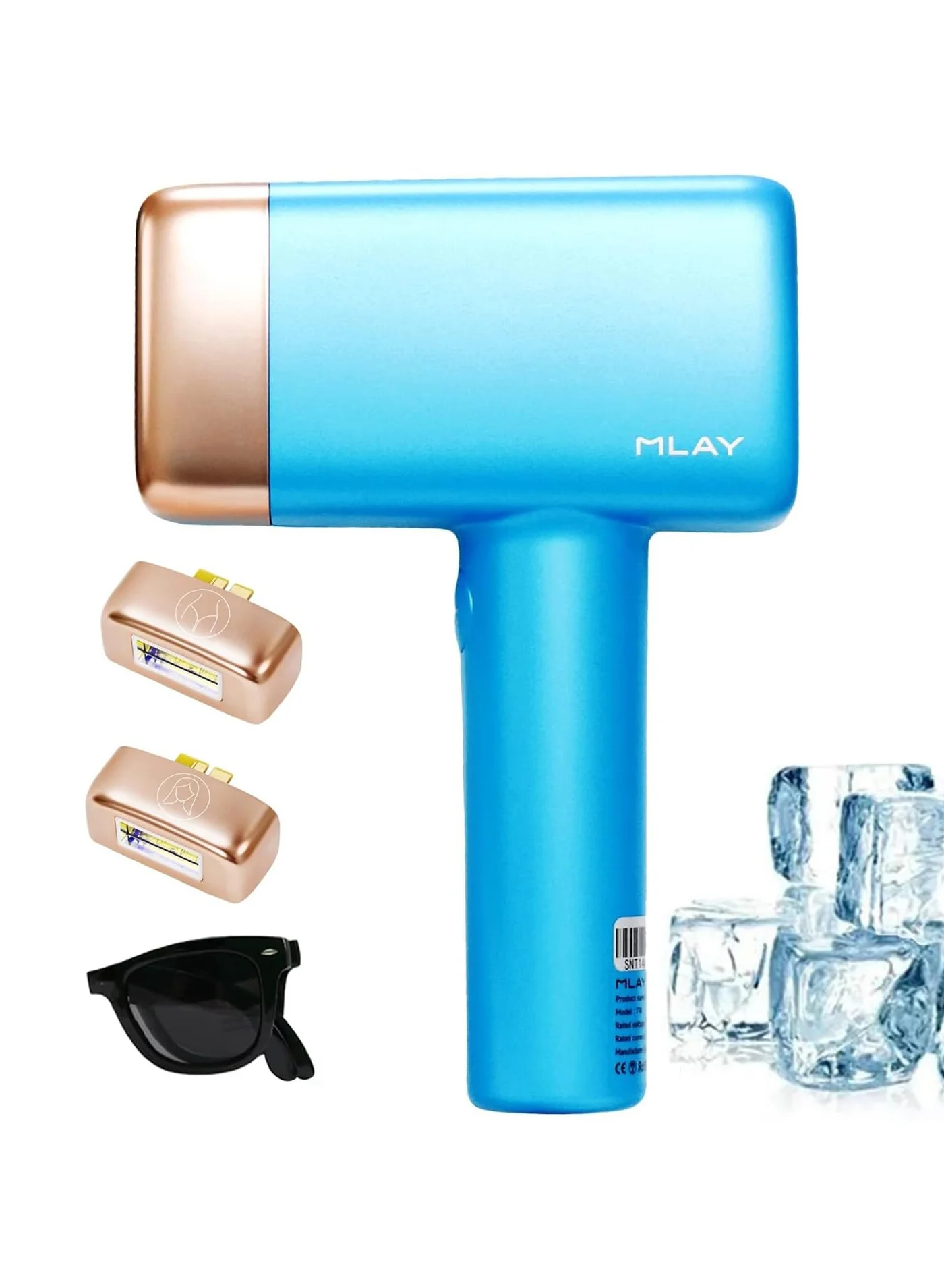 MLAY T14 Ice Compress Laser Hair Removal Device Professional Full Body Epilator (Sky Blue, 3 Lamp Heads) 6ocaq