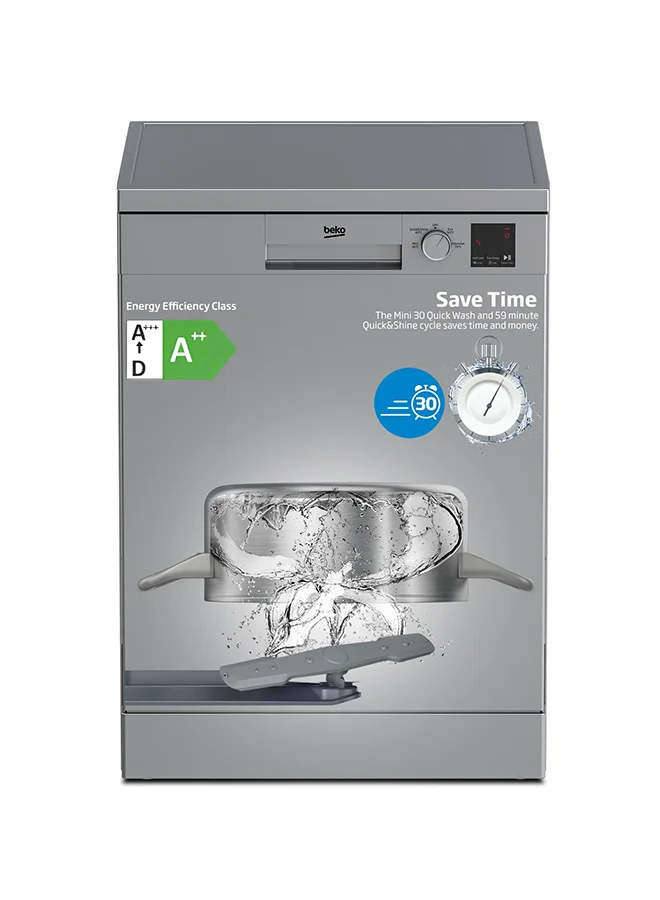 Beko Freestanding Dishwasher 13 Place Settings with 4 Programmes and Stainless Steel Tub (Silver) g0lvj