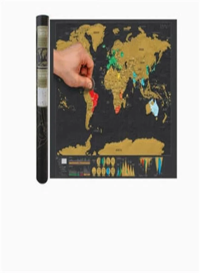 Premium Scratch Off World Map Poster (Black & Gold) Travel Tracker Wall Art (42 cm x 30 cm) azgh0