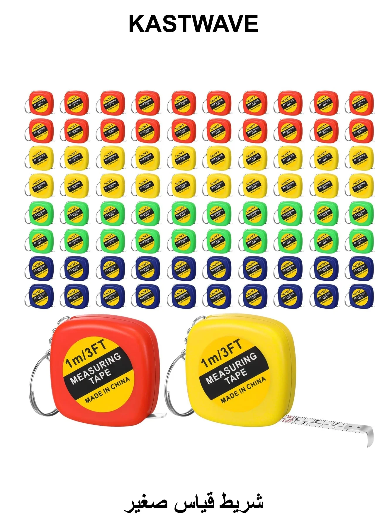 KASTWAVE Mini Retractable Tape Measure Set, Portable Measuring Tool with Lock Mechanism, Assorted Colors (80 Pack, 1 Meter) bb126