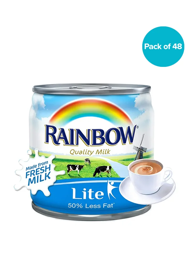 Rainbow Lite Evaporated Milk Premium Dairy Creamer (Pack of 48, 170g) 0msno