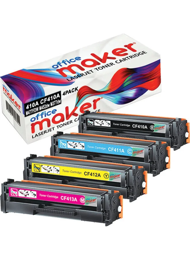 Office Maker Laserjet Toner Cartridge Set for 410A CF410A Printers (Multicolour, 4-Pack) q1k05