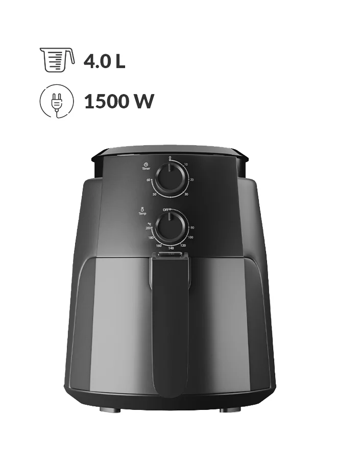 Evvoli Air Fryer 4L Capacity 1500W Power 3D Airflow System Non-Stick Basket (Black, 4 L) 65jq8