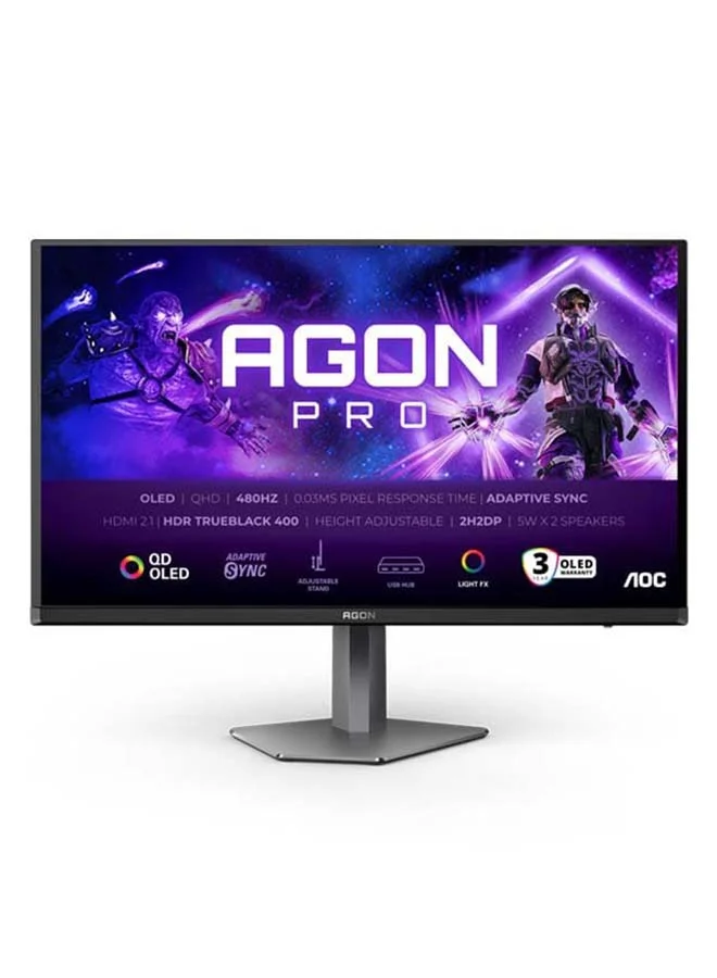 Premium 27-inch OLED Gaming Monitor Quad HD 2560x1440 480Hz 0.03ms Response Time HDR TrueBlack400 HDMI 2.1 DisplayPort 1.4 (Glossy Black, 27-inch) u6tjf