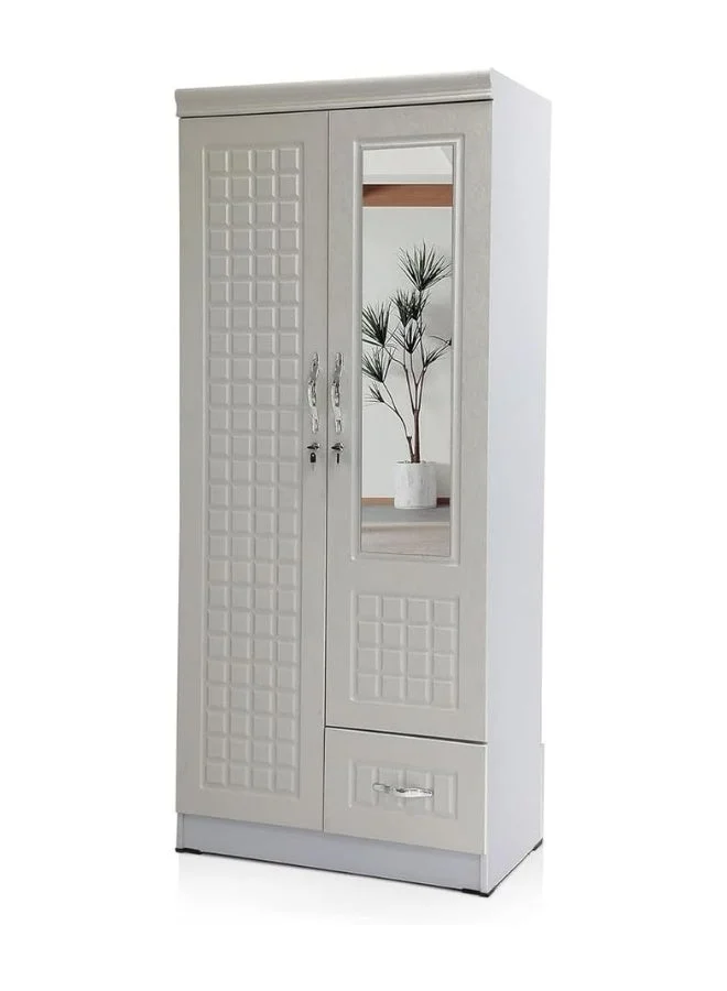 ABX HOME Shaku 2 Door Wardrobe with Mirror, Modern Engineered Wood Storage Cabinet for Bedroom (180 cm x 80 cm x 50 cm) 1i94q