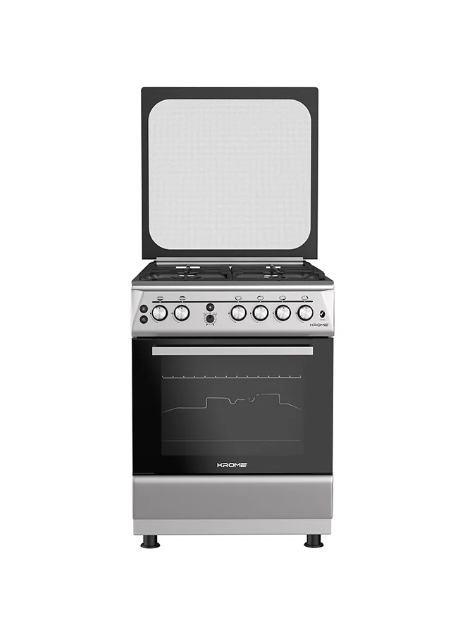 Krome Free Standing Gas Cooker with 4 Burners and Gas Oven (Stainless Steel, 60x60cm) ojiv9