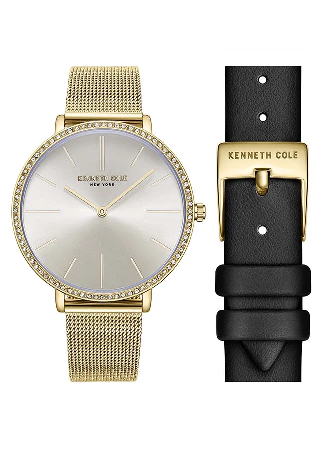 Premium Analog Quartz Watch for Women Champagne Dial Stainless Steel (38mm) 086i8