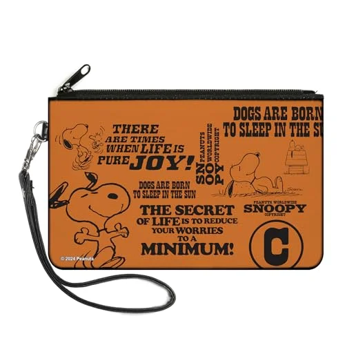 Buckle Down Snoopy Zip Clutch Wallet Peanuts Collage Print (Orange, 20 cm) zcxk2