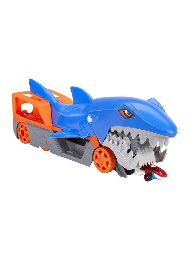 Premium Shark Chomp Transporter Playset with Die-Cast Vehicle (1:64 Scale, Kids Toy Set) 1uyfk