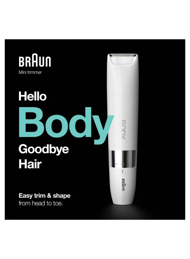 Premium Electric Body Hair Trimmer for Sensitive Skin, Compact Portable Grooming Tool for Men and Women (White) pn6ot