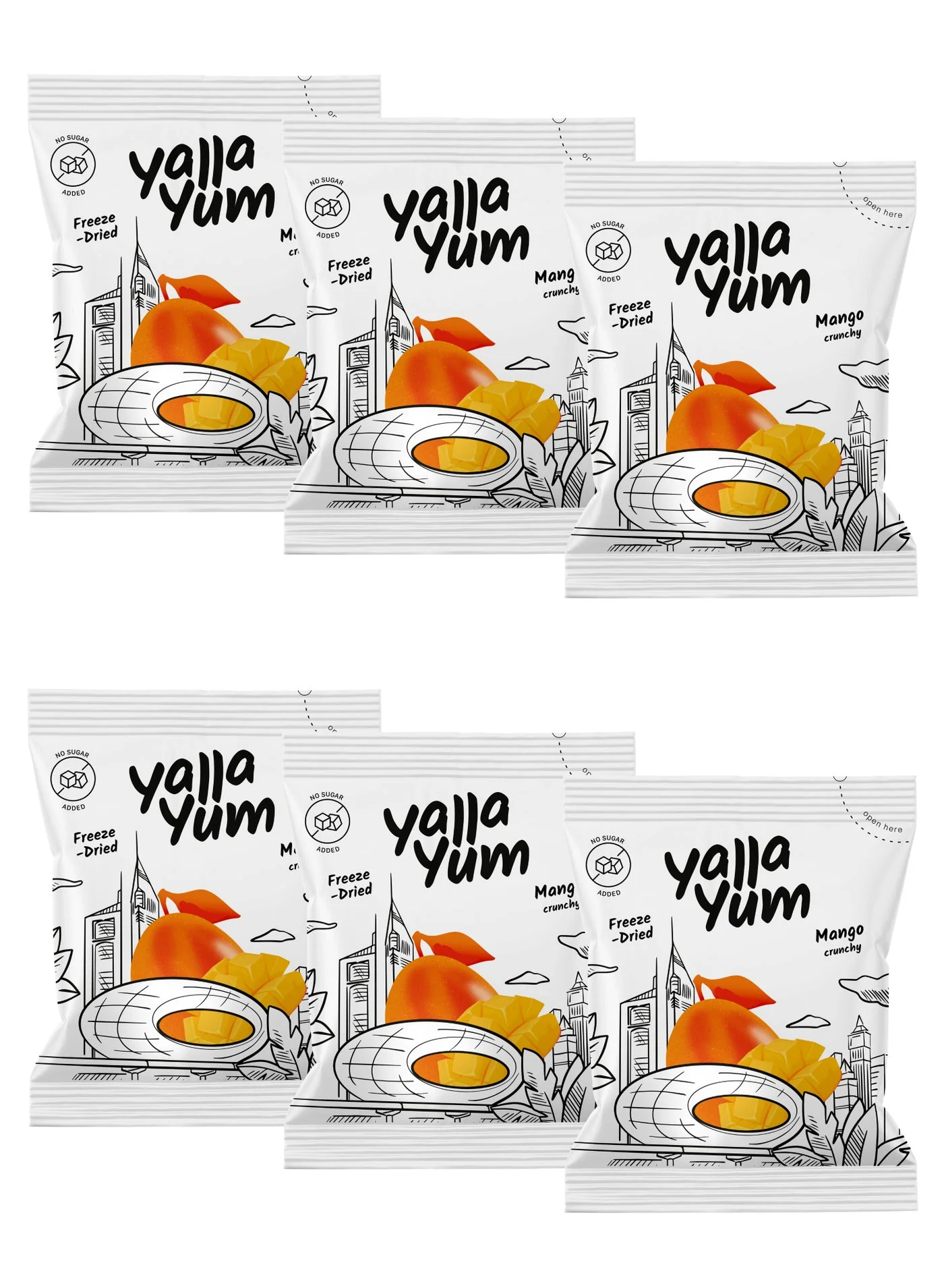 YallaYum Freeze-Dried Mango Fruit Snack (Premium Natural Vegan Cares For, 6 Packs of 15g) 552l0