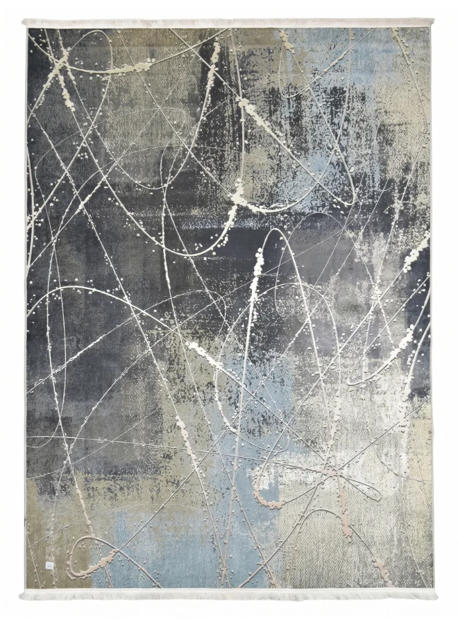 Spectra Home Abstract Crackle Area Rug, Non-Slip Polyester Carpet for Living Room and Bedroom (Grey & Beige, 180x280 cm) vczqs