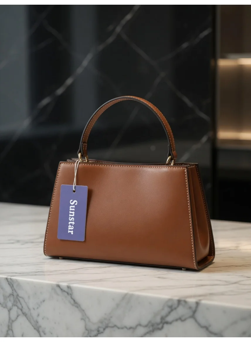 SUNSTAR Elegant Structured Handbag Premium Faux Leather Tote Bag for Women (Brown, Medium) g6jhe