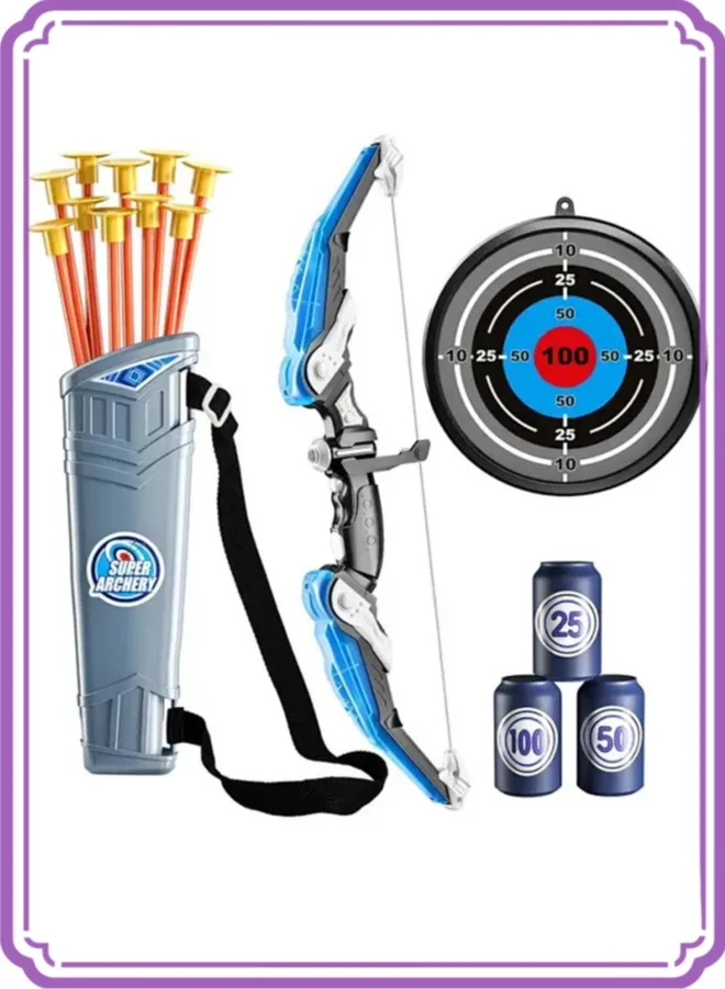 TEMI Kids Archery Bow and Arrow Set with LED Light Up Function, 10 Suction Cup Arrows, Target and Quiver (Outdoor and Indoor Play Set) 2cruu