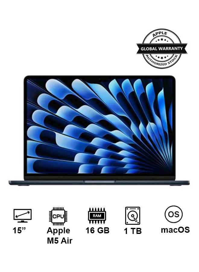 Premium Smart M5 Air Laptop 15 Inch Display 16GB RAM 1TB SSD 10-Core CPU (Midnight) qgjpt