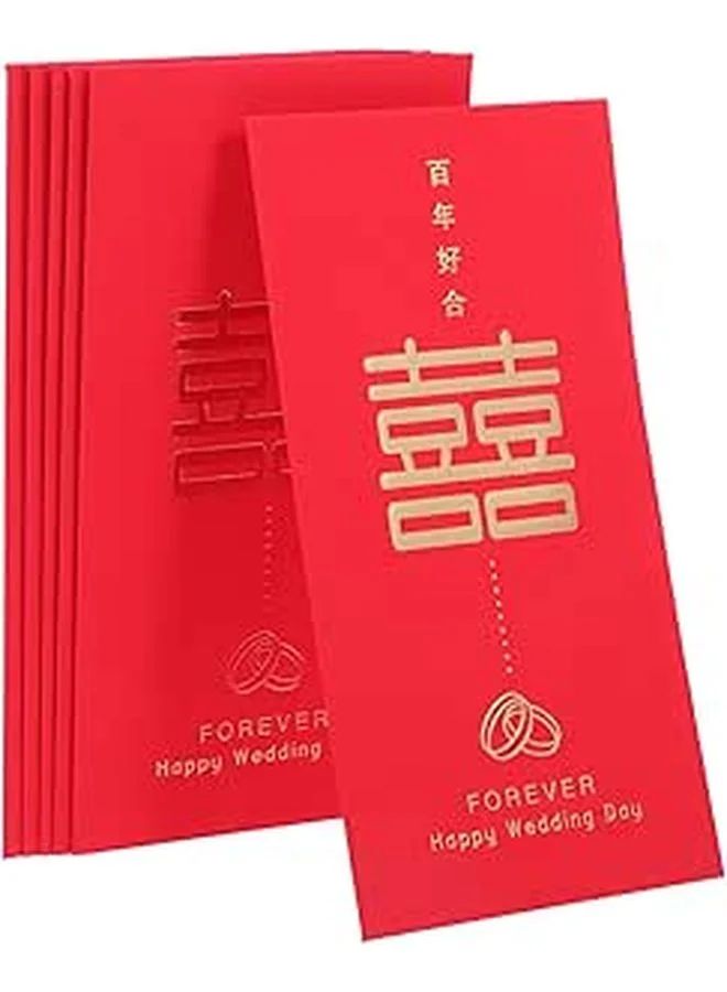 Traditional Chinese Red Envelopes with Double Happiness Pattern for Weddings and Festivals (Red, 6pcs) mcu44