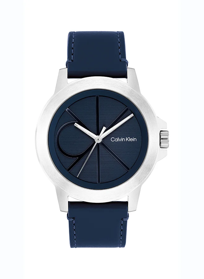 Premium Analog Quartz Men's Watch with Blue Dial and Blue Leather Strap (42mm) fq59t