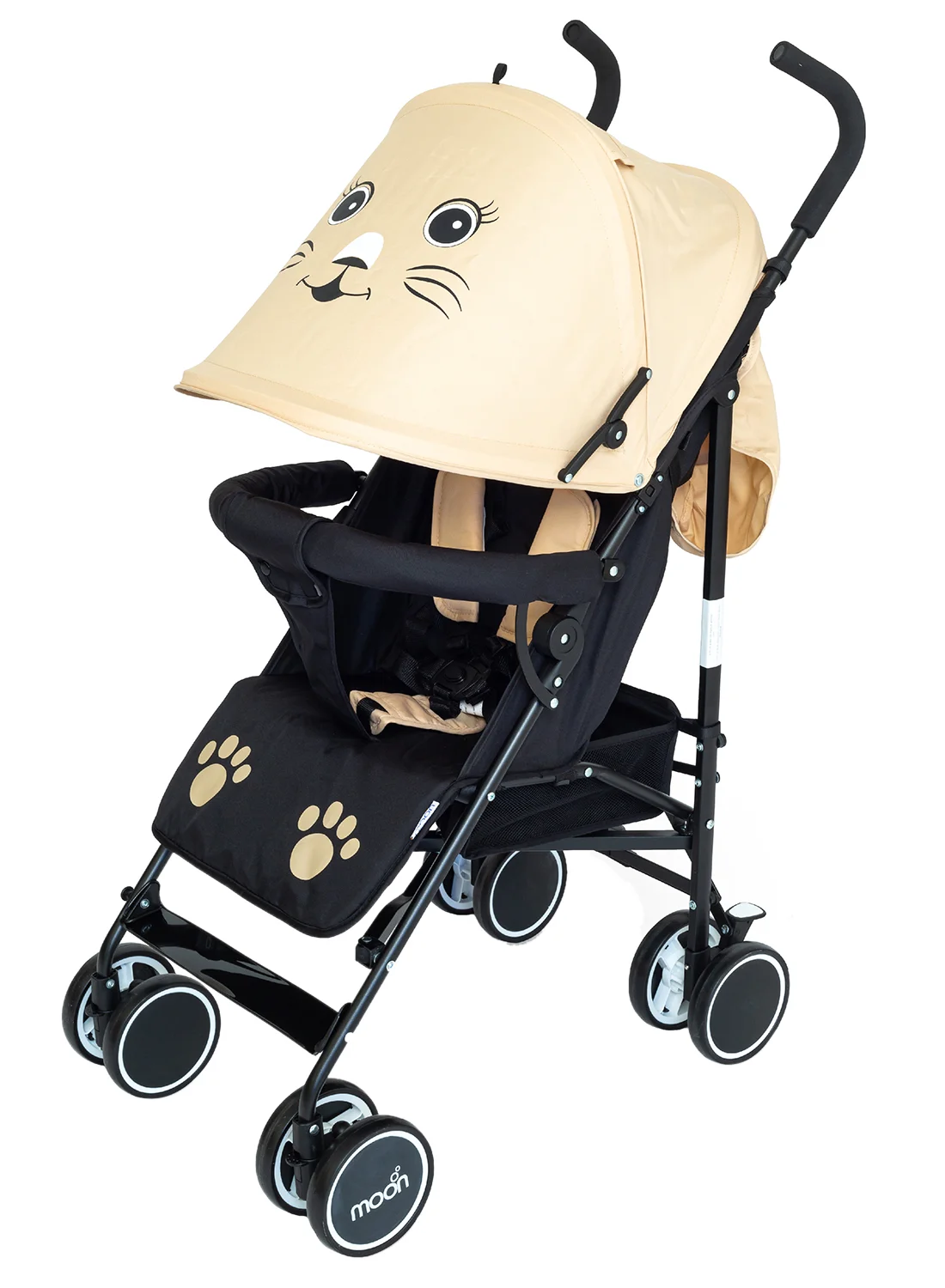 Moon Safari Umbrella Stroller Compact Lightweight Travel Pushchair with Reclining Seat and Storage Basket (Cat Design, 15 kg) fbpe6