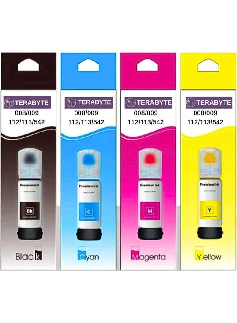 Terabyte Premium Compatible Ink Refill Set for EcoTank Series Printers (CMYK, 4-Pack) 0grem
