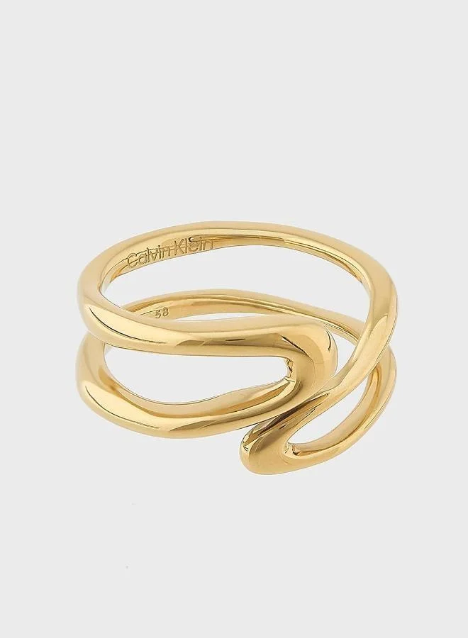 Premium Statement Links Open Ring Gold Tone Adjustable Fashion Jewelry for Women 2urw5