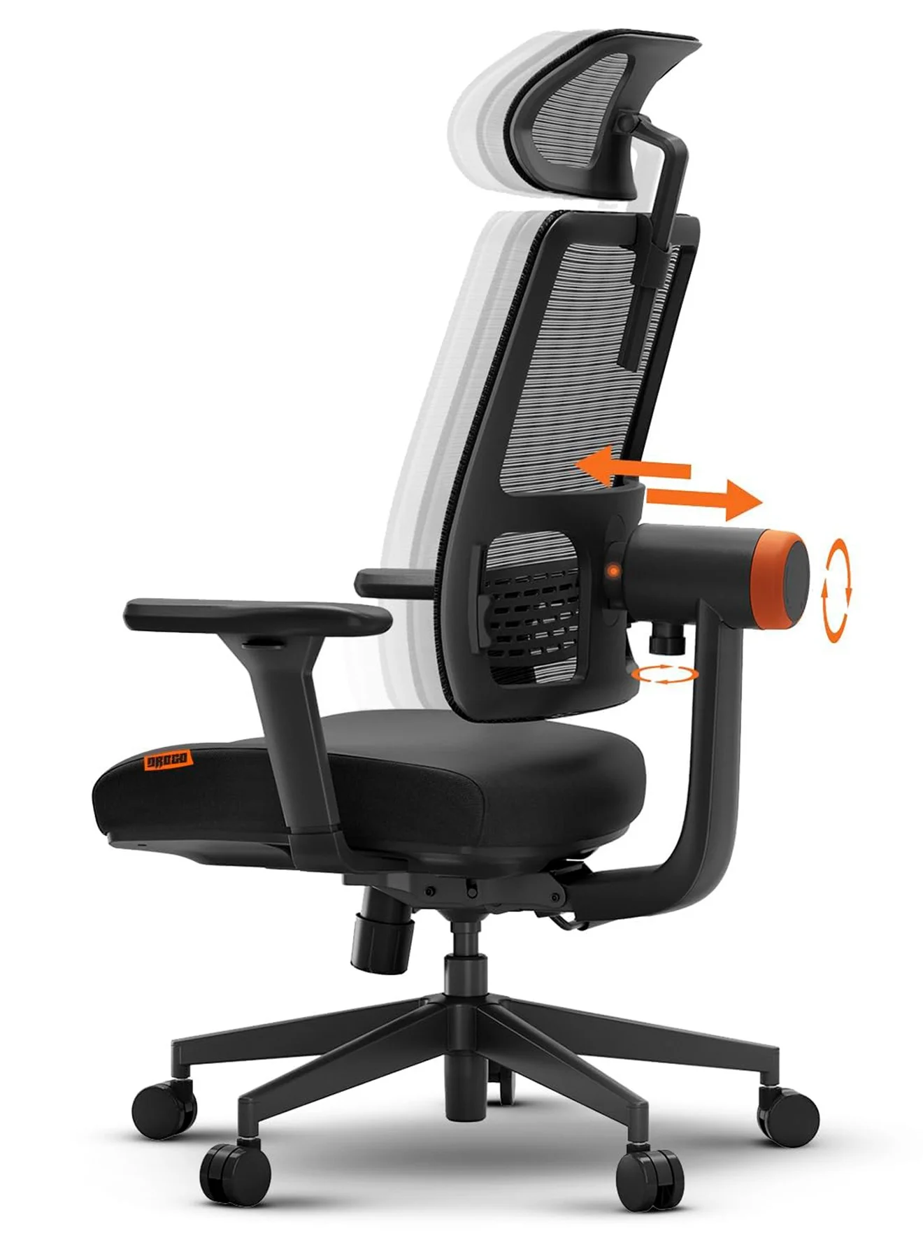 DROGO Ergonomic Office Chair High Back Computer Desk Chair with Adaptive Lumbar Support and 4D Armrest (Black) g297o