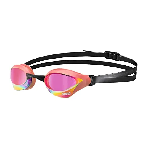 Professional Racing Swim Goggles Anti-Fog Mirrored Lens (Violet Coral, Adult) qholt