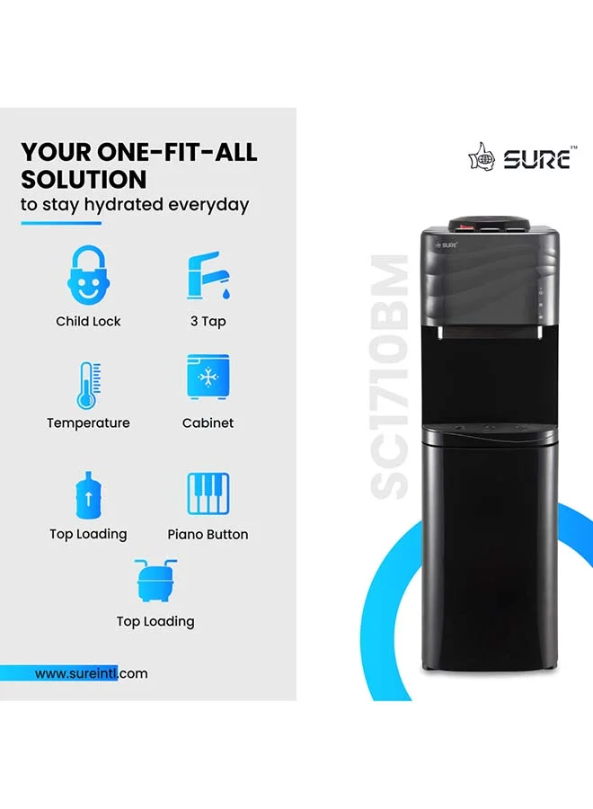 Sure Top Load Water Dispenser Premium Freestanding Cooling System (Black, 1 Unit) ayp7p