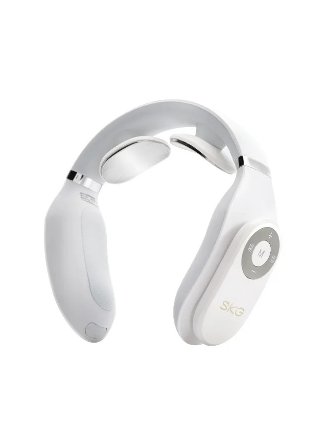 Premium Wireless Neck Massager with Heat Function - Ergonomic Muscle Relief for Neck and Shoulder (White) 9dvmx