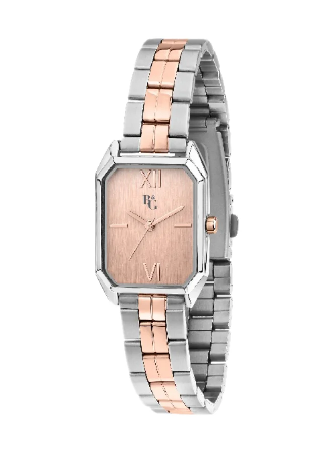 B&G Women's Rectangular Analog Quartz Watch with Gold Stainless Steel Band (36mm) p5h0c
