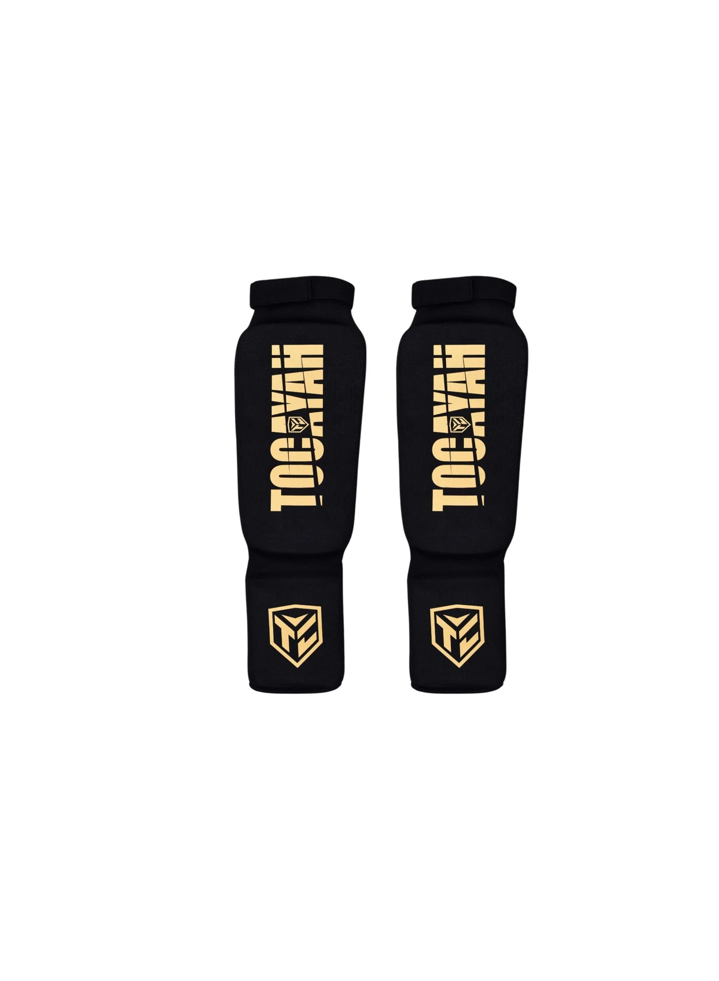 TOCAYAH Shin Instep Guards Lightweight Cotton Elastic Protection Gear for MMA Muay Thai and Kickboxing (Black, Medium) 2nnqz
