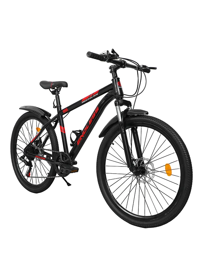 ENDLESS Mountain Bike High Carbon Steel Frame 21-Speed Dual Disc Brakes (Black Red, 26-inch Wheel, 17-inch Frame) 1u5z9