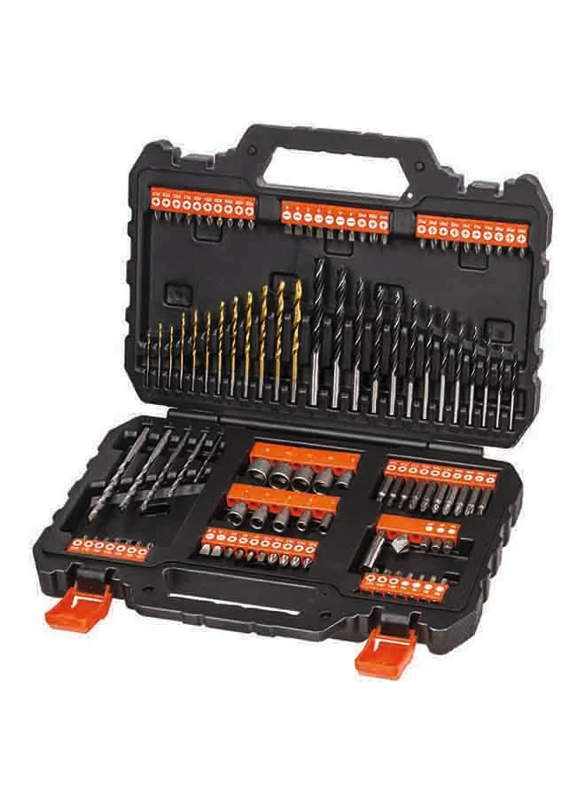 Premium 109-Piece Power Tool Accessory Set Professional Drill Bit and Driver Kit (Black/Orange, 31.5 x 22 x 6.6 cm) h7i1t