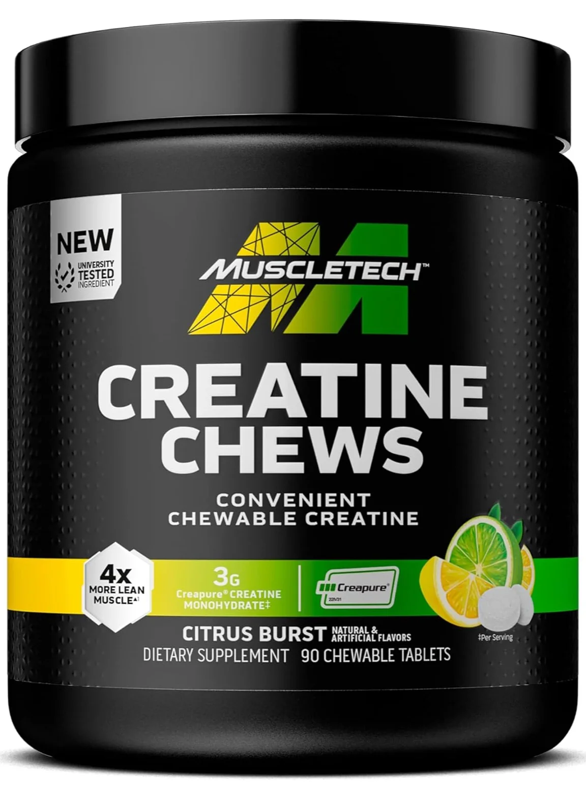 Premium Creatine Chews Citrus Burst Flavor (90 Chewable Candies) ac1r0