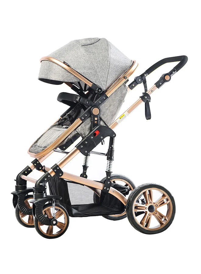 TEKNUM 3-in-1 Premium Pram Stroller with Bassinet and Wide Canopy (Grey, 18 kg Capacity) d8d83