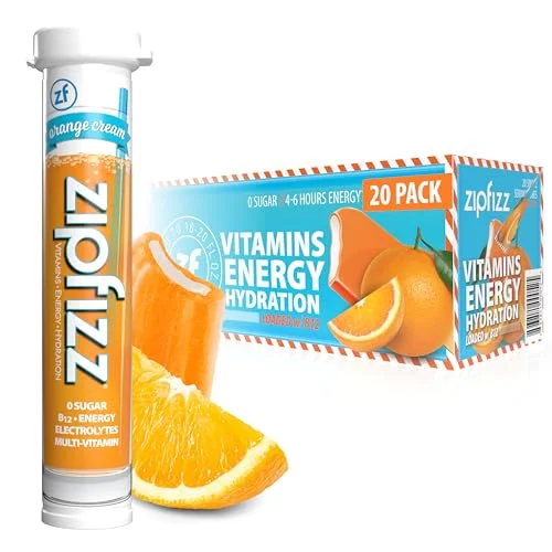 Zipfizz Daily Energy Drink Mix Orange Cream Flavor Premium Electrolyte Powder with Vitamin B12 and Antioxidants (20 Pack) 8kb1q