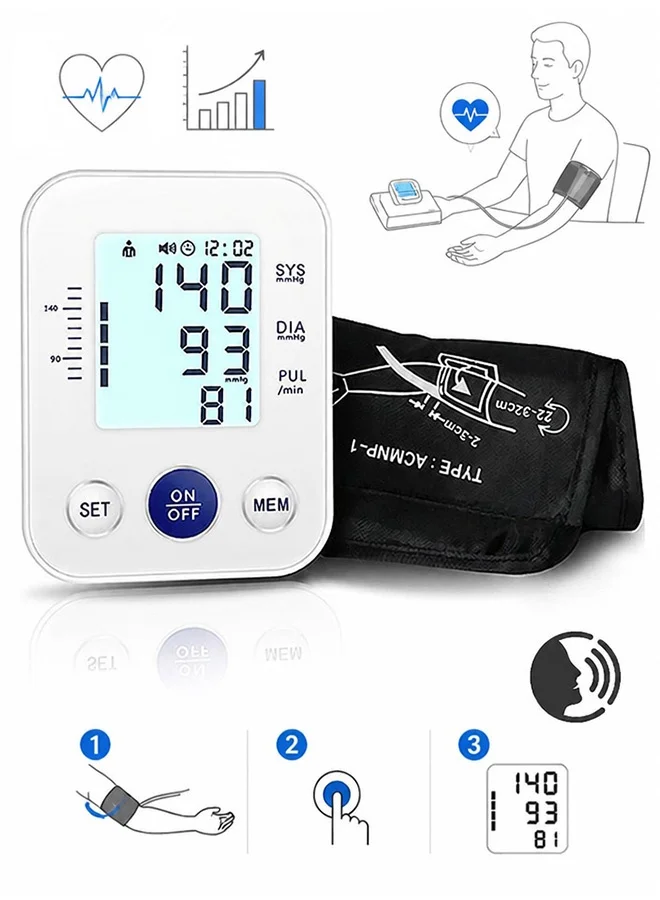 OLO Automatic Upper Arm Blood Pressure Monitor with Voice Broadcast (Premium Digital Health Device) qcj08