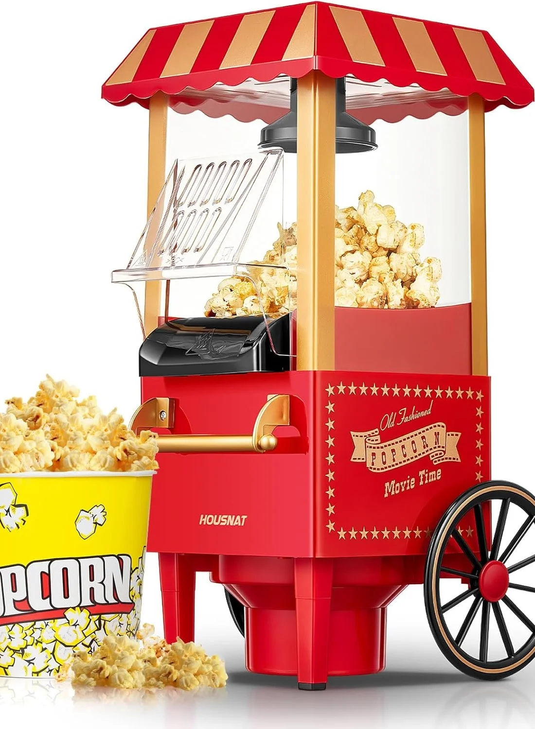 JAJEEK Hot Air Popcorn Maker 1200W Electric Popper Machine for Home Movie Nights (Red, 1 Unit) mcajq