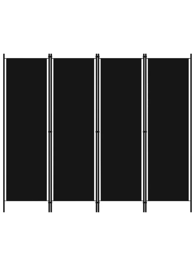 VidaXL 4-Panel Room Divider Privacy Screen (Black, 200x180 cm) Premium Folding Partition for Home and Office 9938i