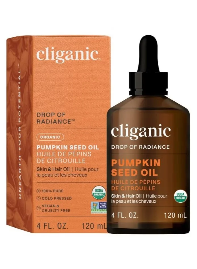 Cliganic Organic Pumpkin Seed Oil Cold Pressed Unrefined For Face and Hair (120 mL) vy8yd