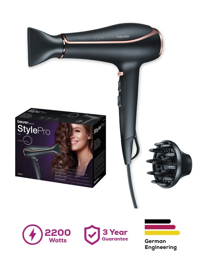 Beurer HC 80 Professional Hair Dryer with Ionic Technology and 2200W Motor (Black, 1 Unit) tajk7