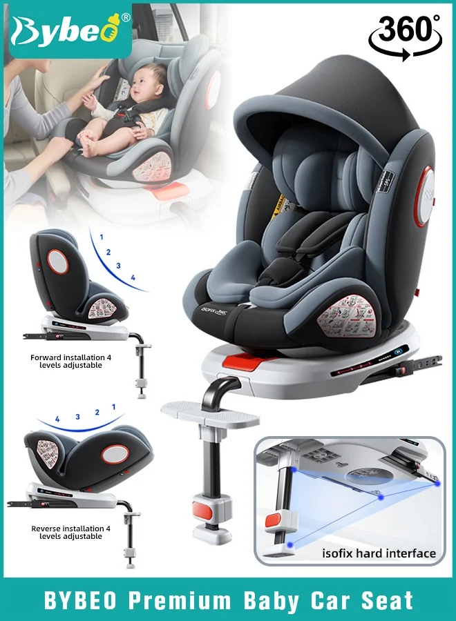 Bybeo Convertible Baby Car Seat with ISOfix and Load Leg 5-Point Harness Adjustable Headrest (0-36kg) 88yux
