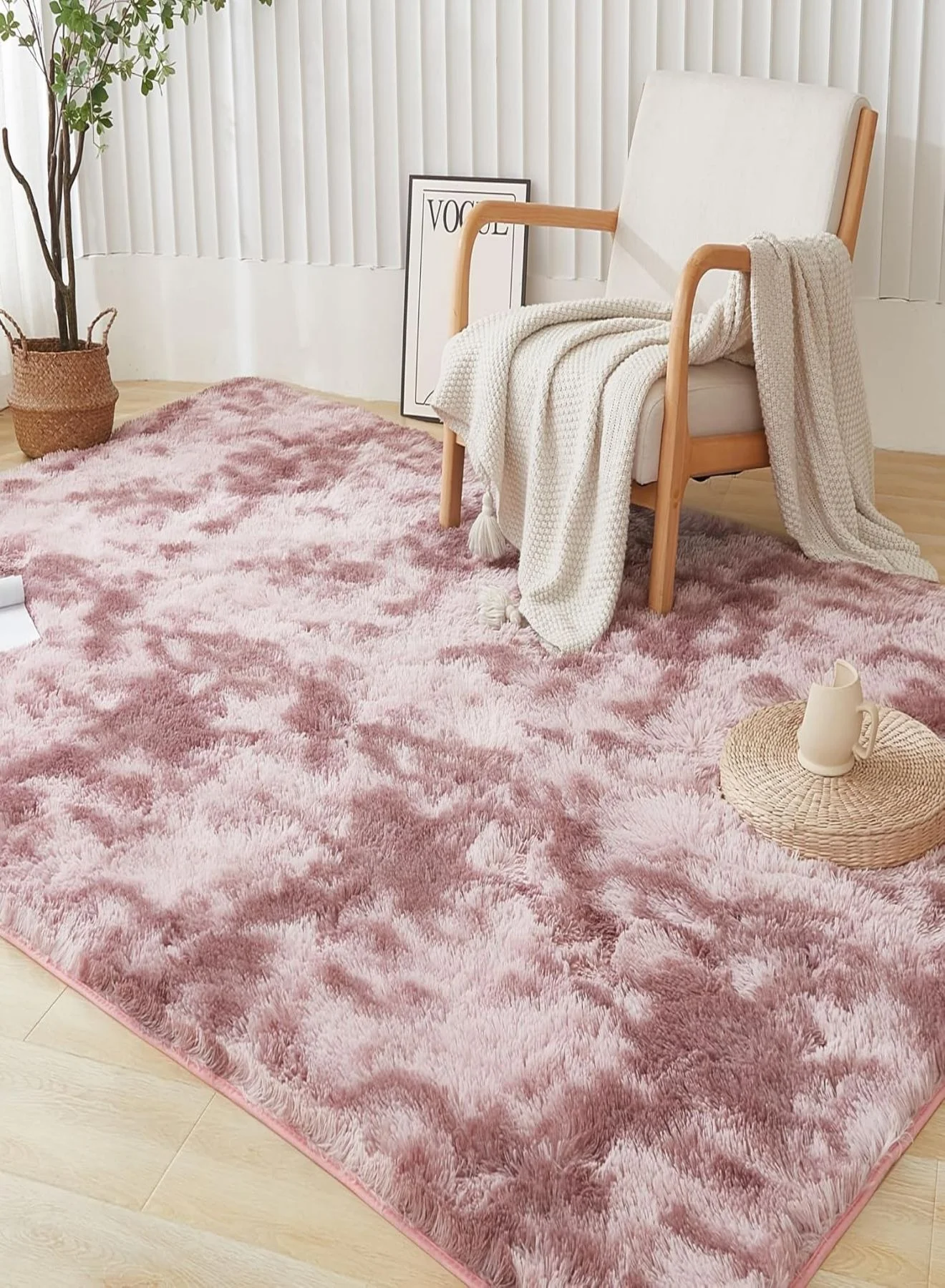 GOOTOY Modern Area Rug Non-Slip Super Soft Fluffy Long Pile Carpet for Living Room Bedroom (Grey, 120 cm x 160 cm) hz60j