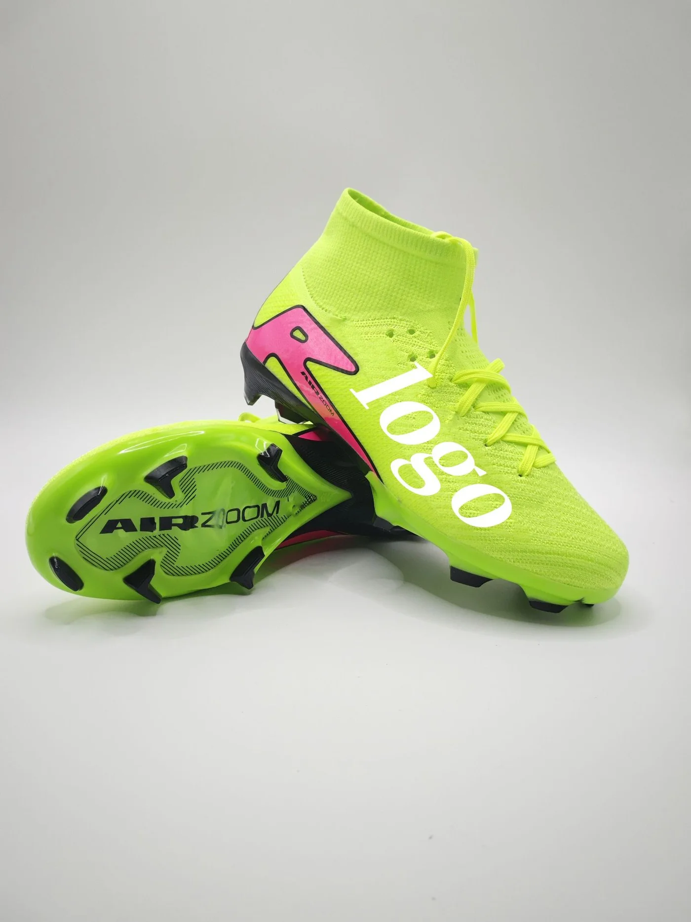 Professional High-Top Football Boots Firm Ground Soccer Cleats for Men and Women (Black, 42 EU) srtel