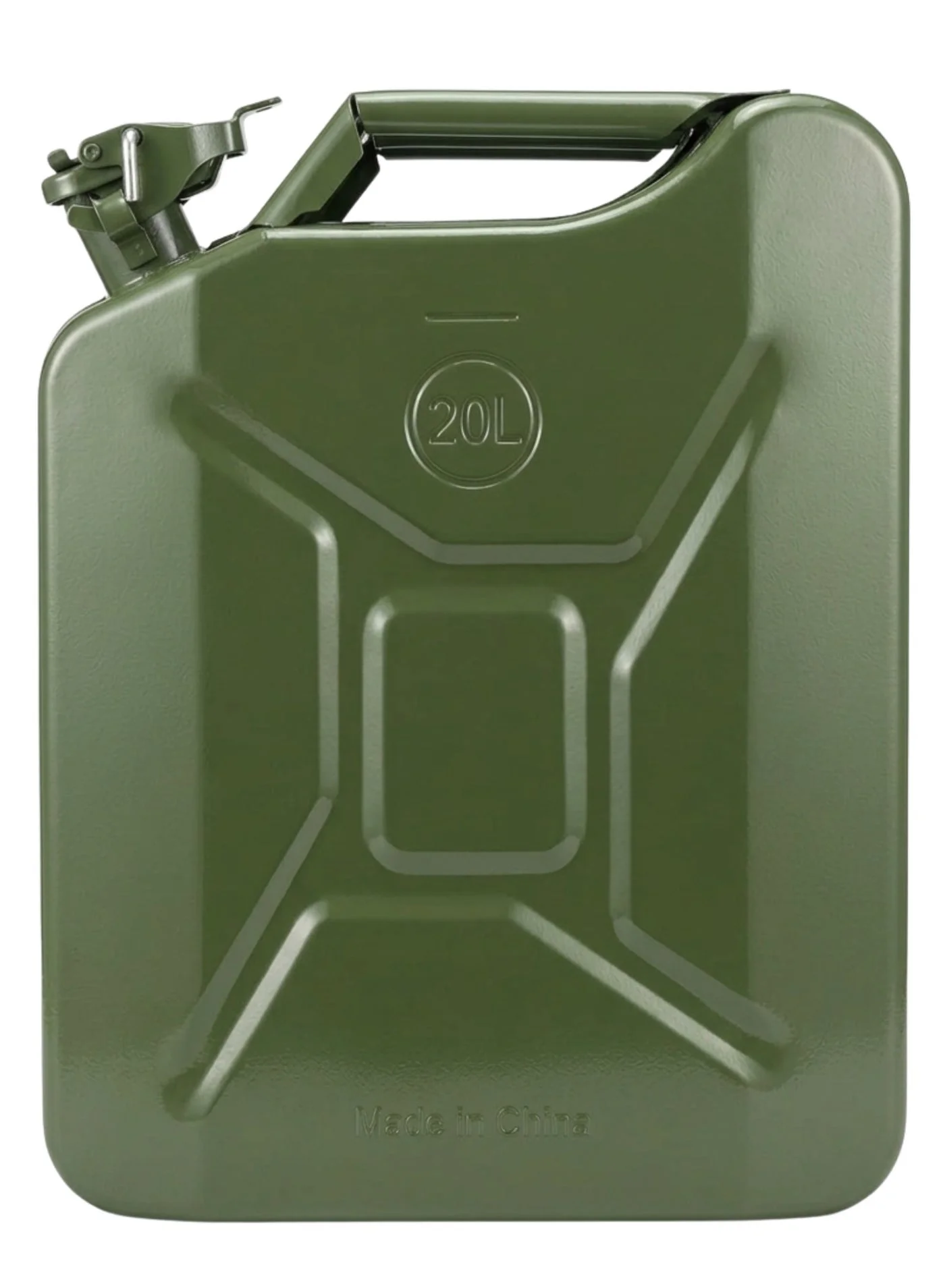 HERIOS Heavy-Duty Metal Jerry Can (Green, 20 L) Premium Fuel Storage Container for Gasoline and Diesel 7asm8