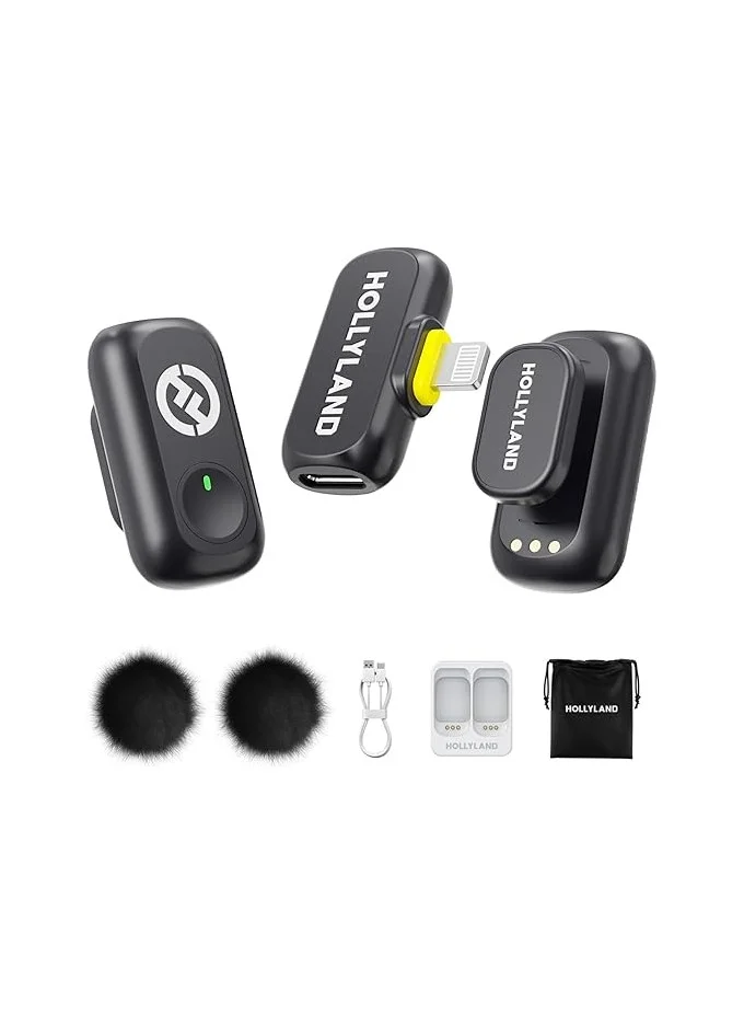 Premium Wireless Lavalier Microphone System for Lightning Devices (2-Person, Ultra-Compact, 48kHz/24-Bit, Noise Cancellation, Charging Dock) knqmn