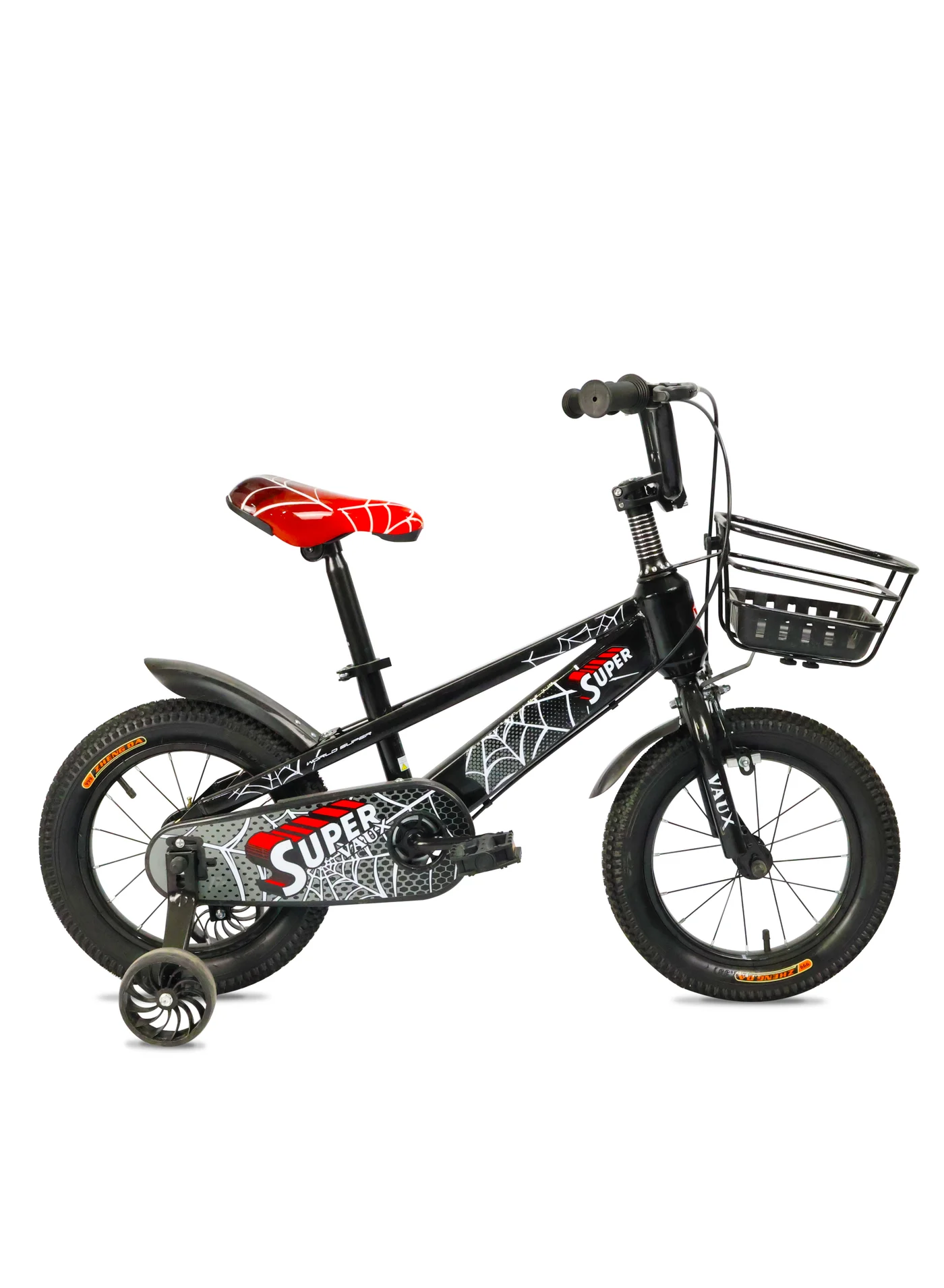 Vaux Kids Bike with Training Wheels and Basket (12-Inch, Black) 3wlgx