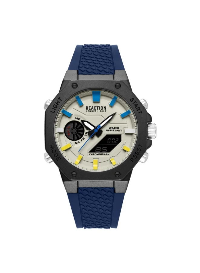 Premium Analog Digital Men's Watch with Grey Dial and Silicone Strap (46mm) gft3i