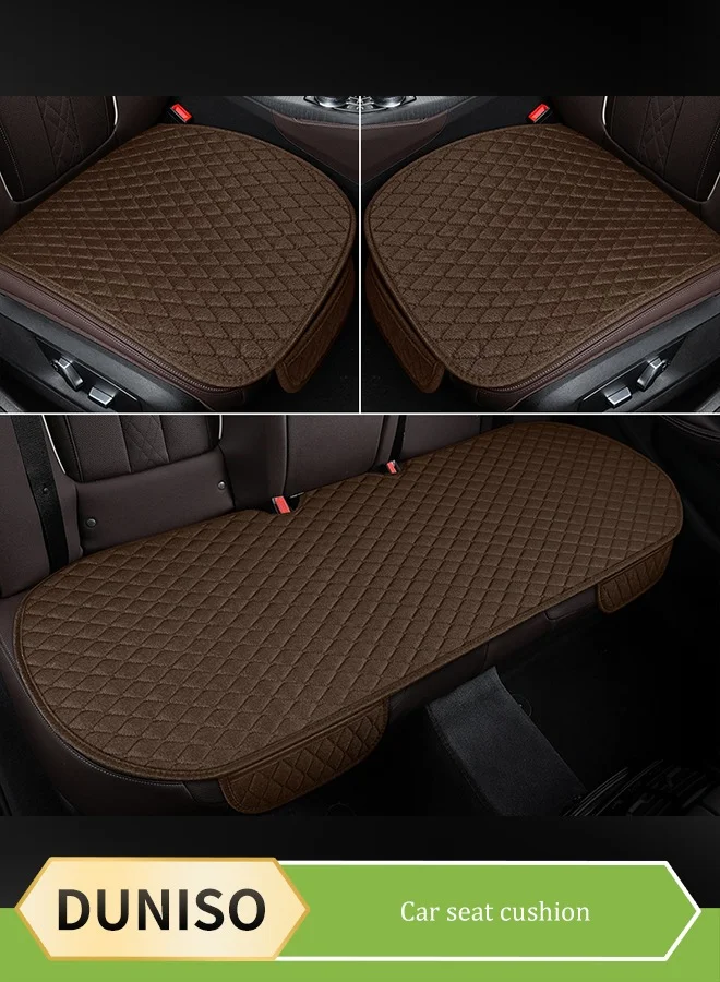 DUNISO Universal Car Seat Cushion Set Premium PU Leather Protector (Coffee, 3-Piece Set) c4p8s